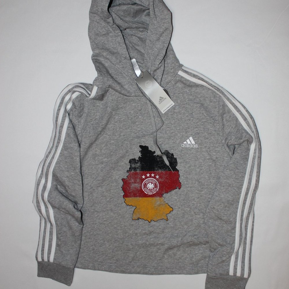ADIDAS WOMEN'S GREY PRINTED LONGSLEEVE HOODIE XL